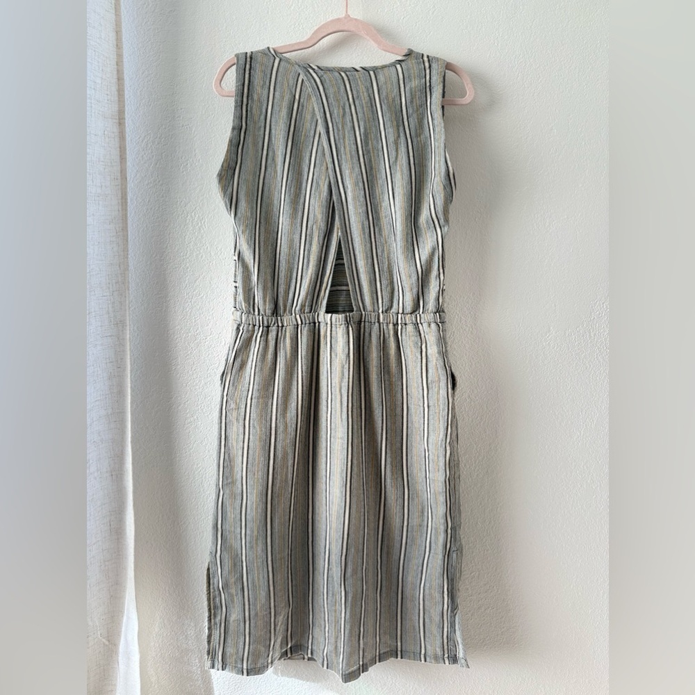 PrAna Ecotropics Dress Gray Stellar Stripe Organic Cotton Size Small Cut Out - Picture 3 of 12